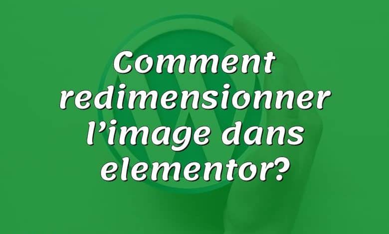 Comment redimensionner l’image dans elementor?