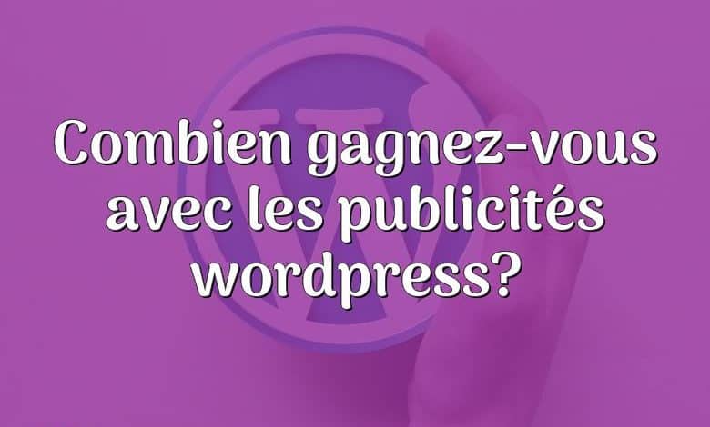 Combien gagnez-vous avec les publicités wordpress?