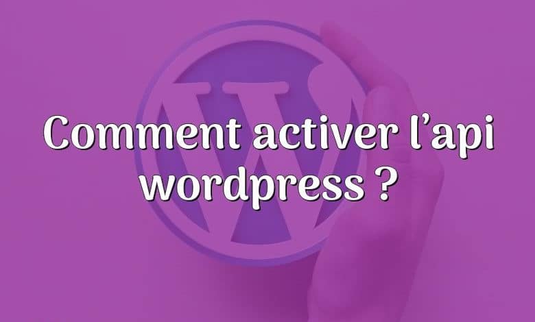 Comment activer l’api wordpress ?