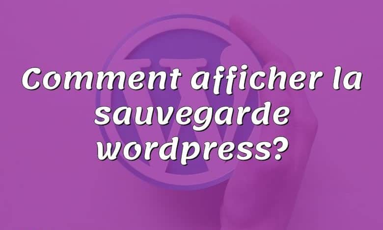 Comment afficher la sauvegarde wordpress?