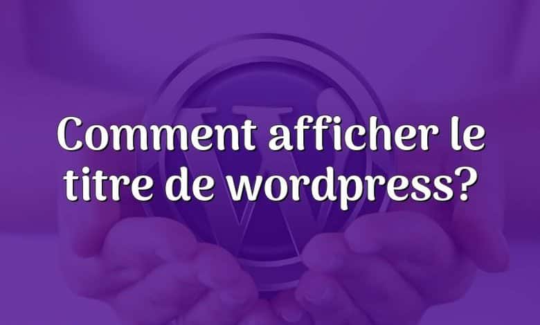 Comment afficher le titre de wordpress?