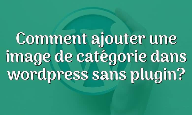 Comment ajouter une image de catégorie dans wordpress sans plugin?