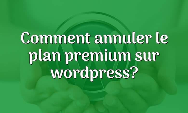 Comment annuler le plan premium sur wordpress?