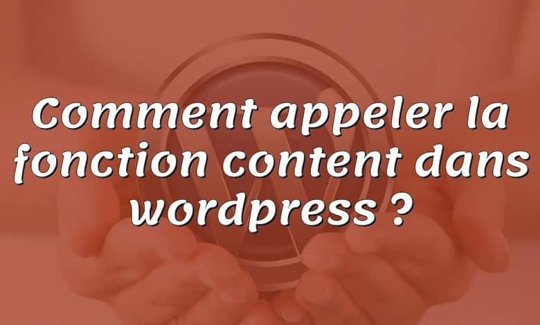 Comment appeler la fonction content dans wordpress ?