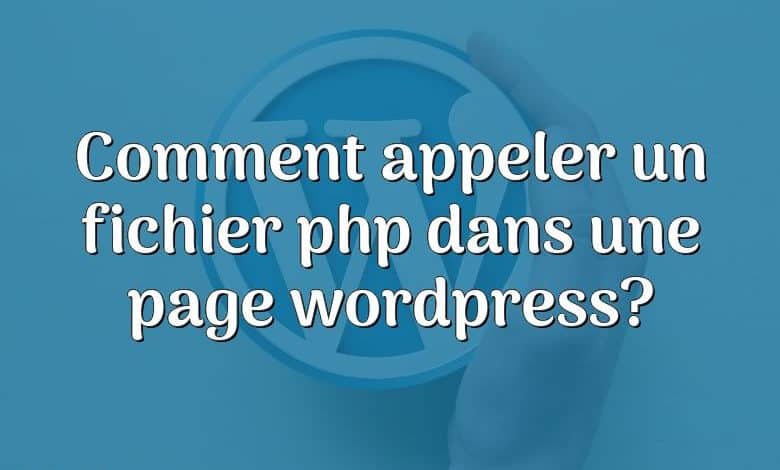 Comment appeler un fichier php dans une page wordpress?