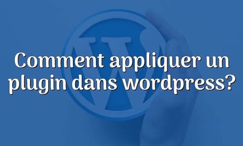 Comment appliquer un plugin dans wordpress?