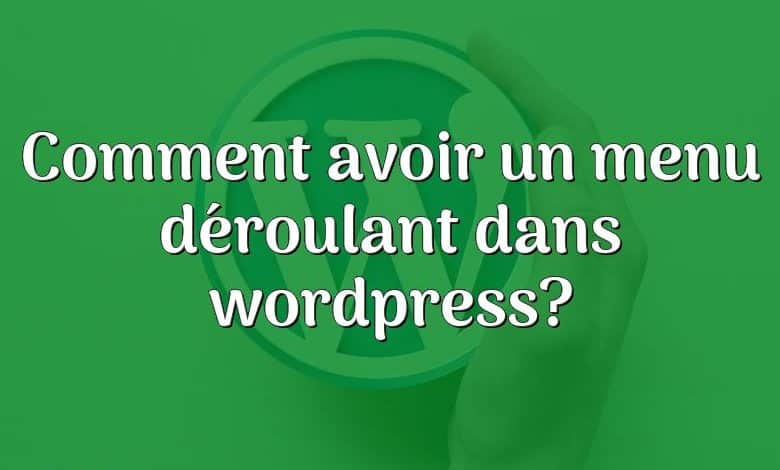 Comment avoir un menu déroulant dans wordpress?