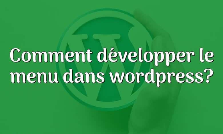 Comment développer le menu dans wordpress?