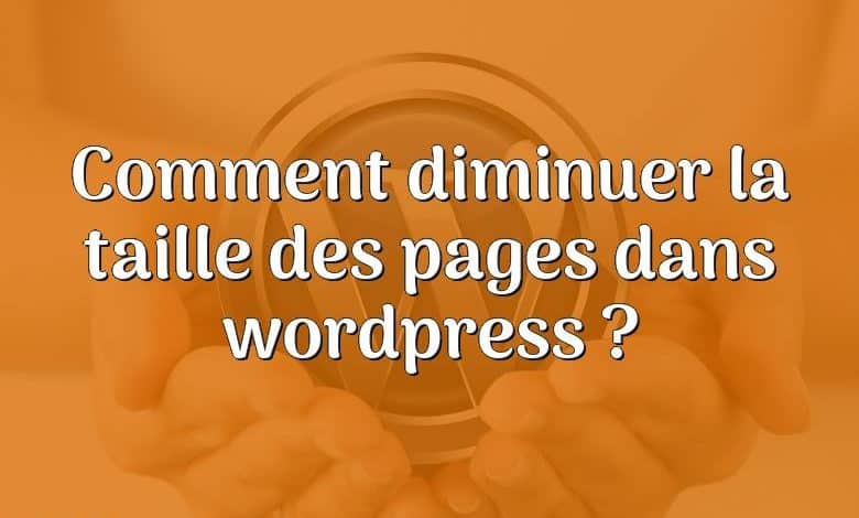 Comment diminuer la taille des pages dans wordpress ?