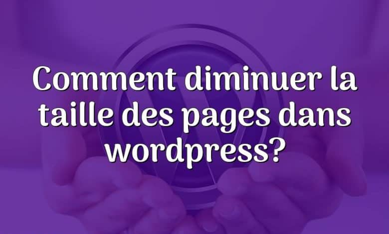 Comment diminuer la taille des pages dans wordpress?