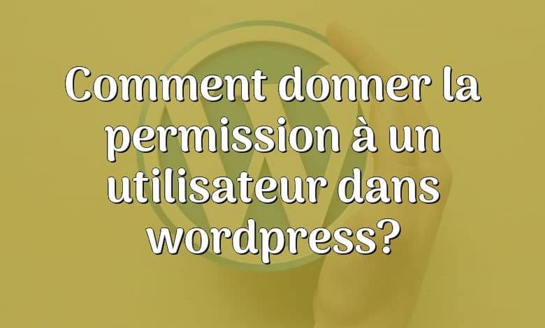 Comment donner la permission à un utilisateur dans wordpress?