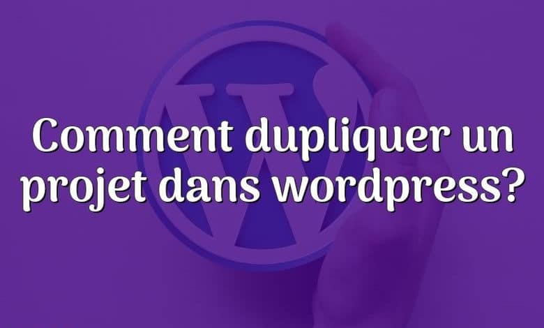 Comment dupliquer un projet dans wordpress?