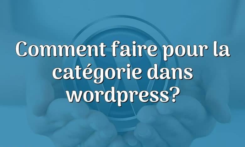 Comment faire pour la catégorie dans wordpress?