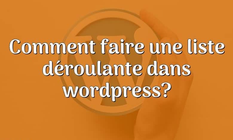 Comment faire une liste déroulante dans wordpress?