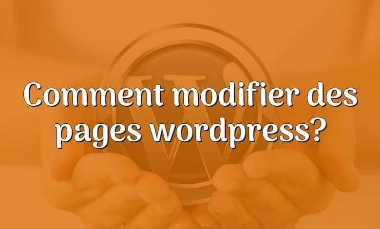 comment modifier l'ordre des pages sur wordpress