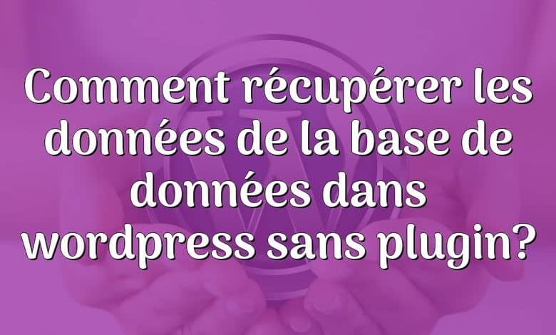 Comment récupérer les données de la base de données dans wordpress sans plugin?