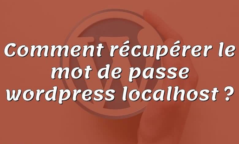 Comment récupérer le mot de passe wordpress localhost ?