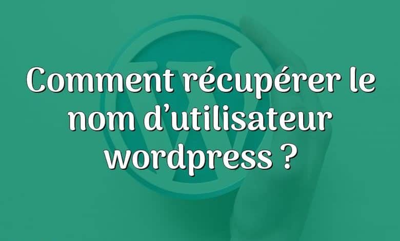 Comment récupérer le nom d’utilisateur wordpress ?