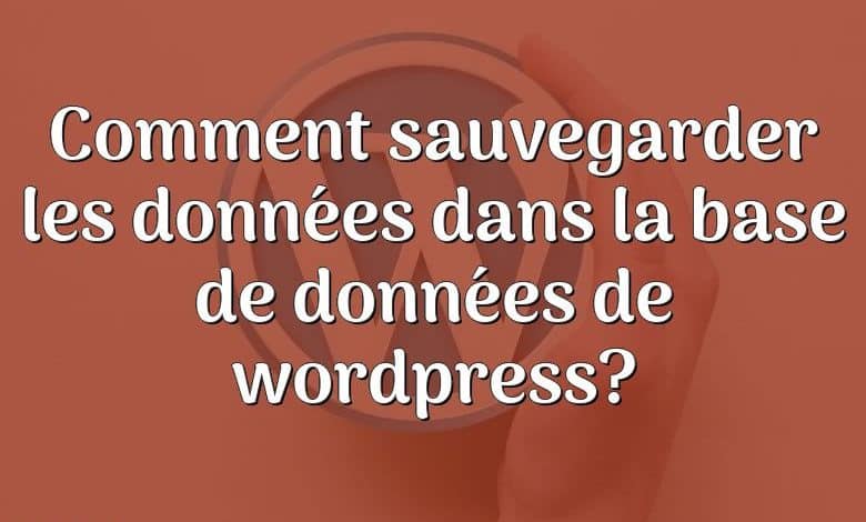 Comment sauvegarder les données dans la base de données de wordpress?