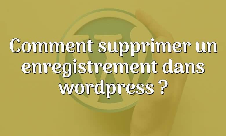 Comment supprimer un enregistrement dans wordpress ?