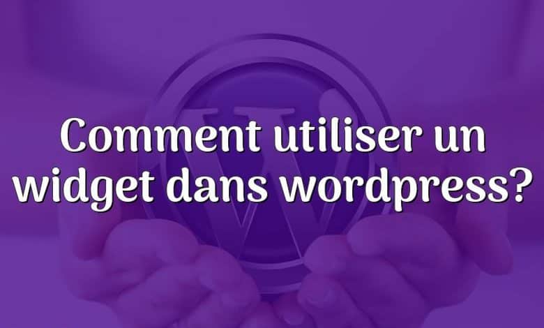 Comment utiliser un widget dans wordpress?