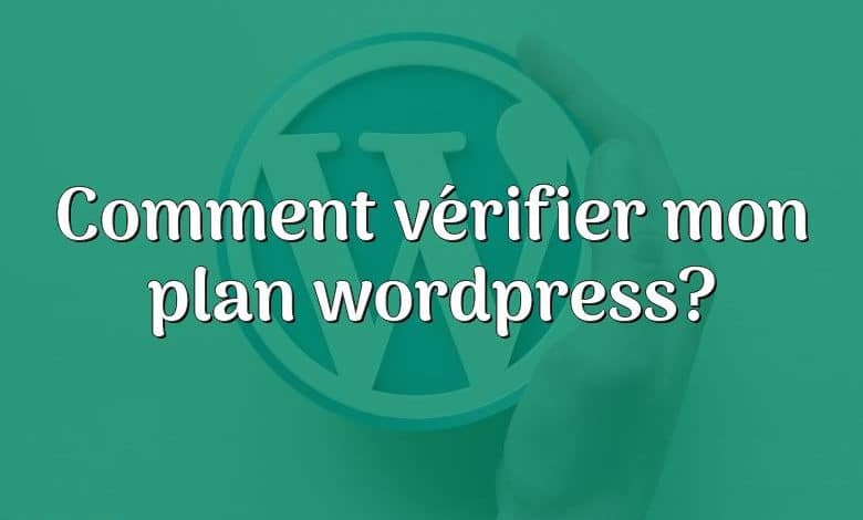 Comment vérifier mon plan wordpress?