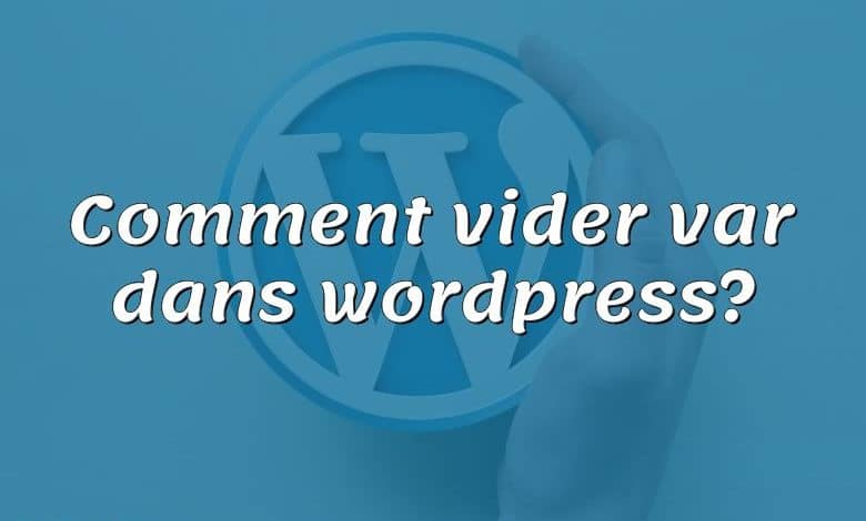 Comment vider var dans wordpress?