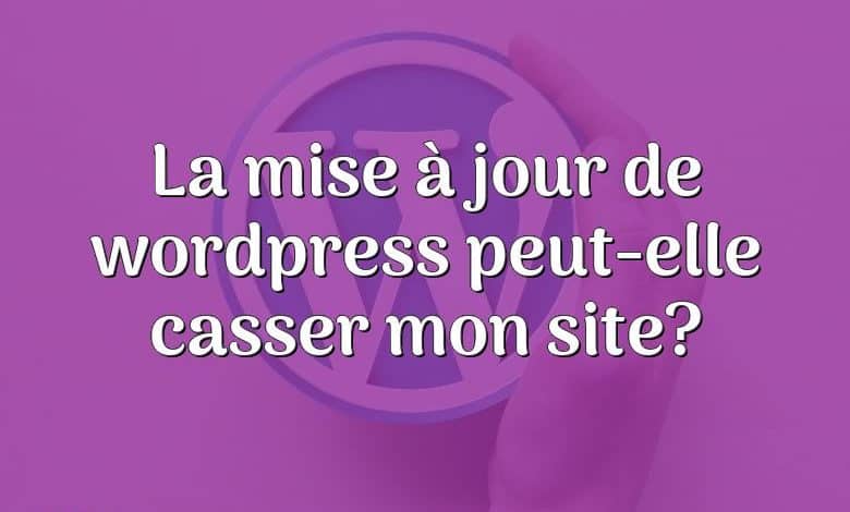 La mise à jour de wordpress peut-elle casser mon site?