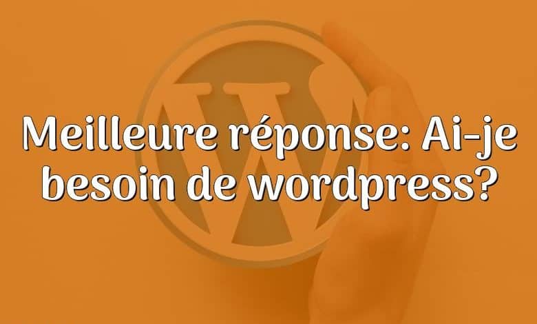 Meilleure réponse: Ai-je besoin de wordpress?