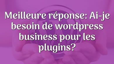 Meilleure réponse: Ai-je besoin de wordpress business pour les plugins?