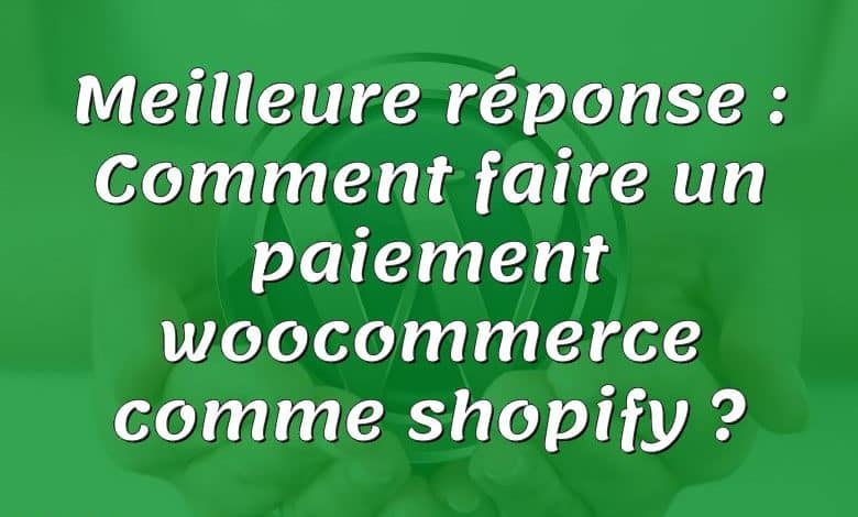 Meilleure réponse : Comment faire un paiement woocommerce comme shopify ?