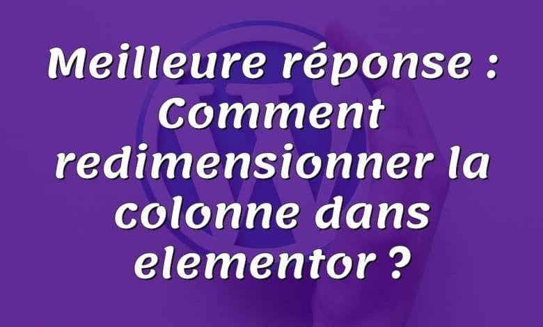 Meilleure réponse : Comment redimensionner la colonne dans elementor ?