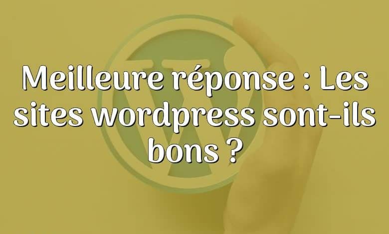 Meilleure réponse : Les sites wordpress sont-ils bons ?