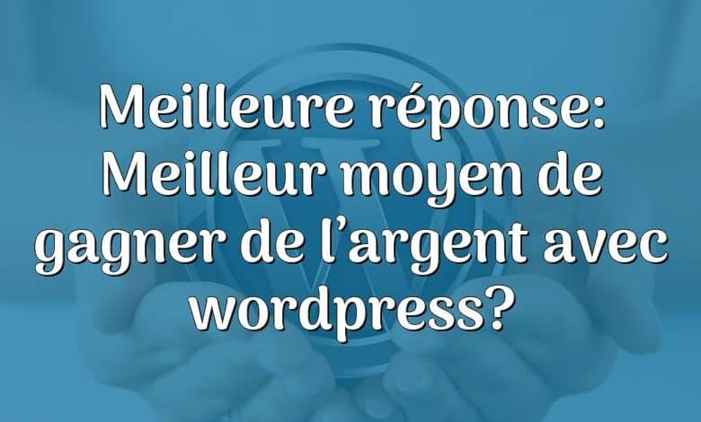 Meilleure réponse: Meilleur moyen de gagner de l’argent avec wordpress?