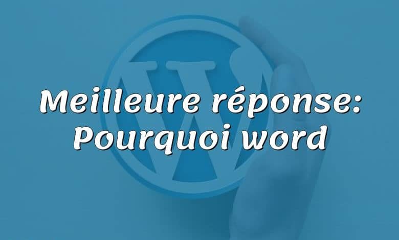 Meilleure réponse: Pourquoi word