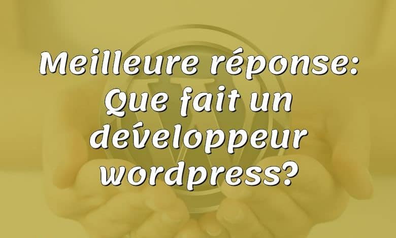 Meilleure réponse: Que fait un développeur wordpress?