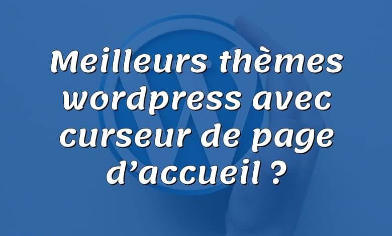 Meilleurs thèmes wordpress avec curseur de page d’accueil ?