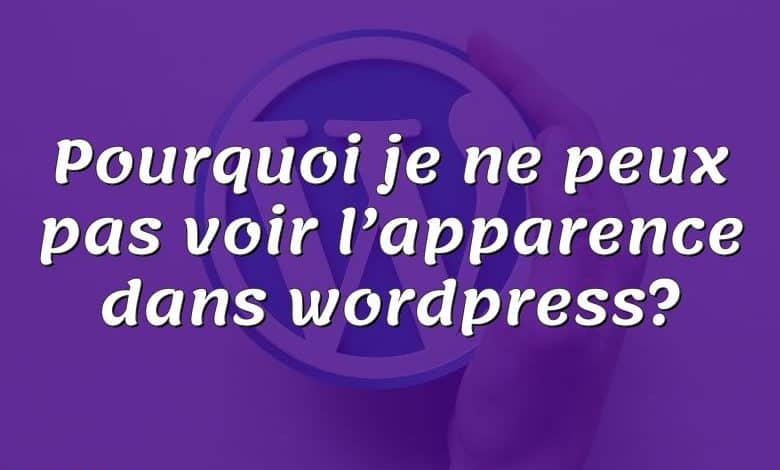 Pourquoi je ne peux pas voir l’apparence dans wordpress?