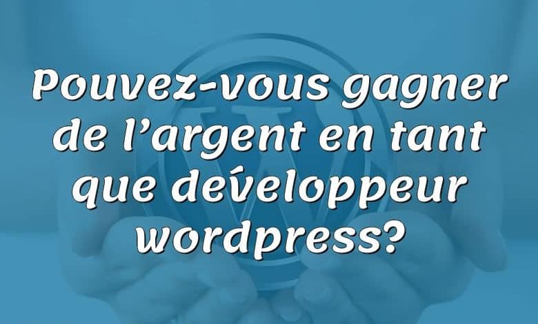 Pouvez-vous gagner de l’argent en tant que développeur wordpress?