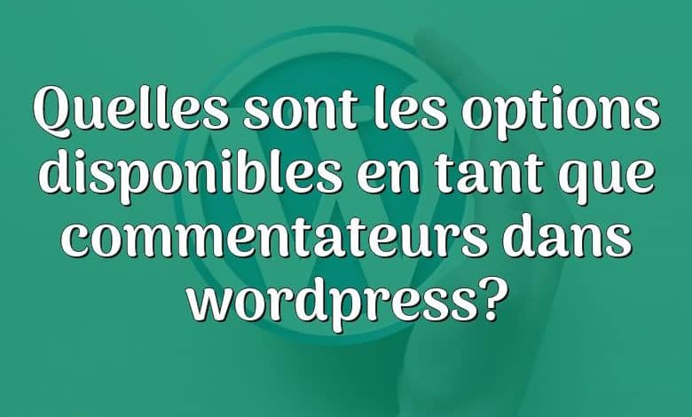 Quelles sont les options disponibles en tant que commentateurs dans wordpress?