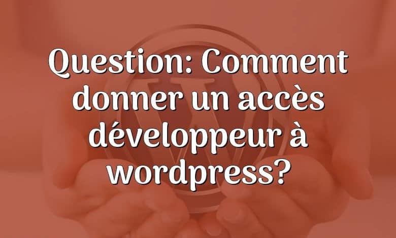 Question: Comment donner un accès développeur à wordpress?