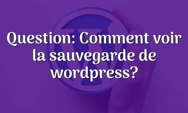 Question: Comment voir la sauvegarde de wordpress?