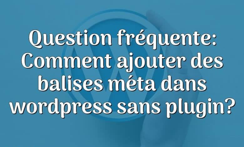 Question fréquente: Comment ajouter des balises méta dans wordpress sans plugin?