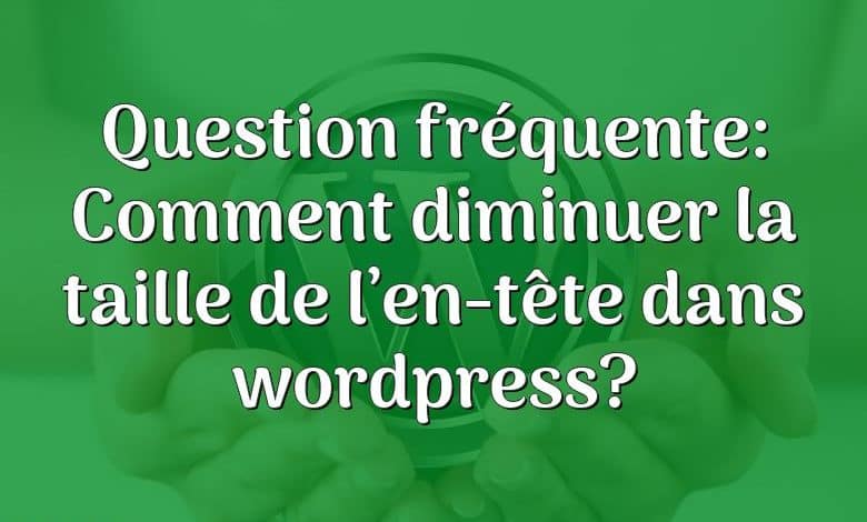 Question fréquente: Comment diminuer la taille de l’en-tête dans wordpress?