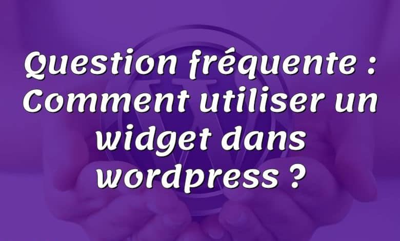 Question fréquente : Comment utiliser un widget dans wordpress ?