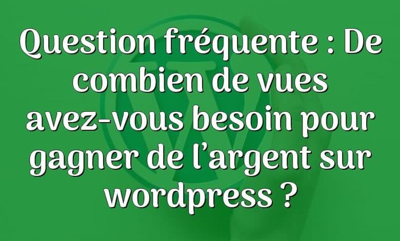 Question fréquente : De combien de vues avez-vous besoin pour gagner de l’argent sur wordpress ?