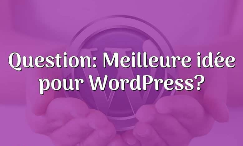 Question: Meilleure idée pour WordPress?