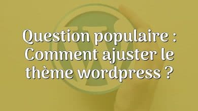 Question populaire : Comment ajuster le thème wordpress ?