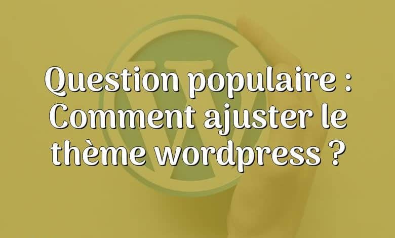 Question populaire : Comment ajuster le thème wordpress ?