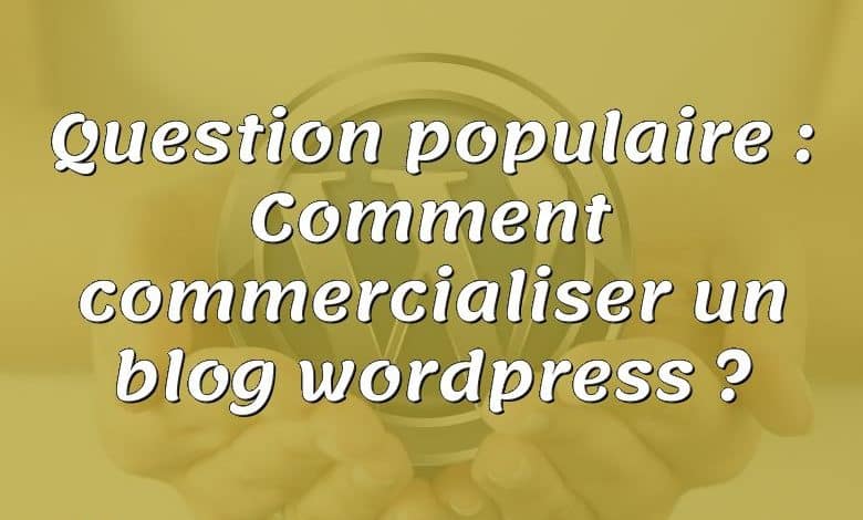 Question populaire : Comment commercialiser un blog wordpress ?